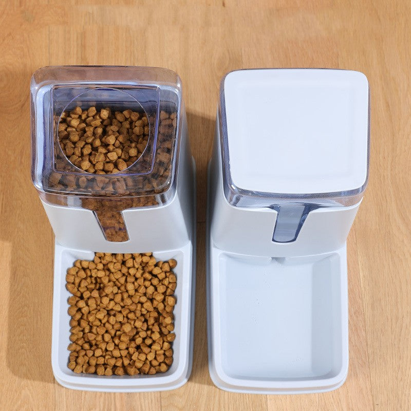 KFX-9083709 Automatic Double Bowl Pet Feeder and Waterer - 3.5L Capacity in White, Green, and Gray