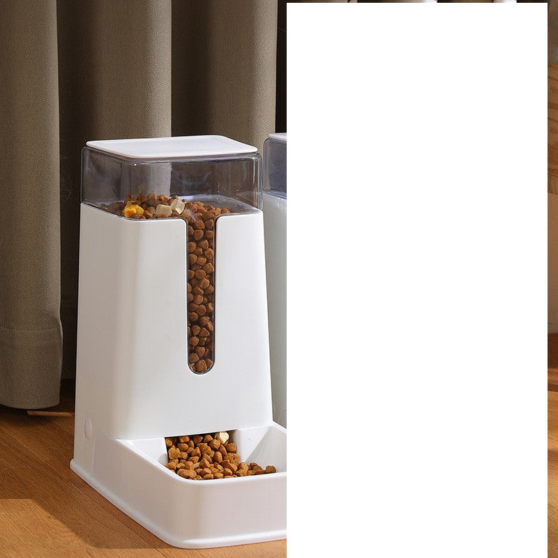 KFX-9083709 Automatic Double Bowl Pet Feeder and Waterer - 3.5L Capacity in White, Green, and Gray