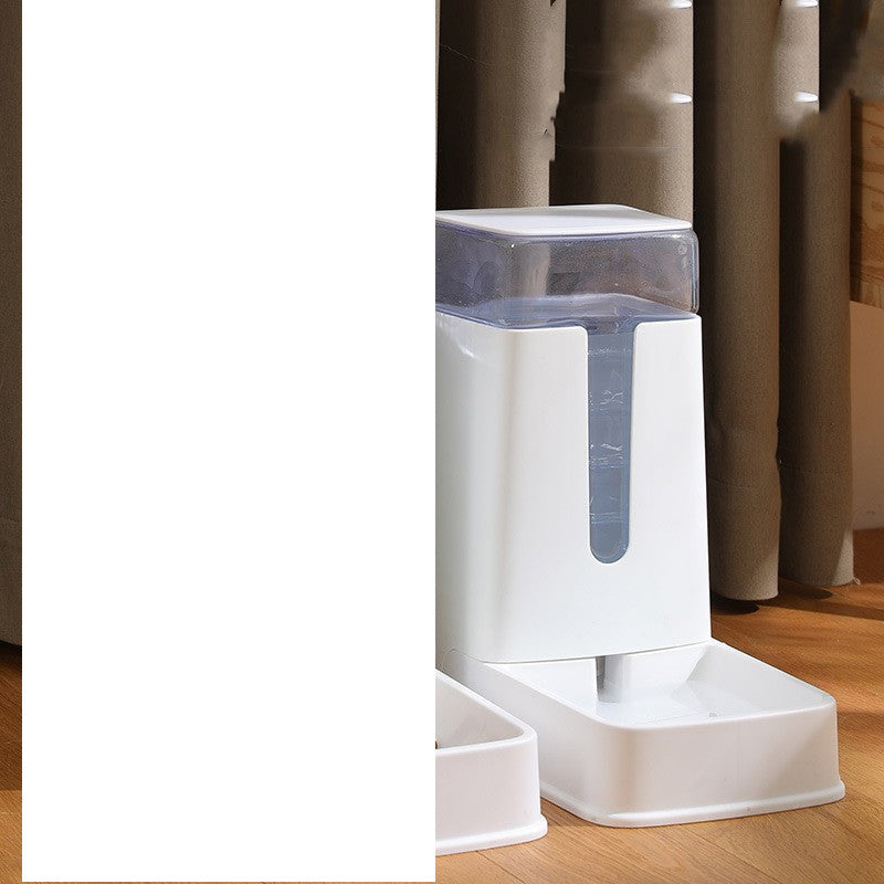 KFX-9083709 Automatic Double Bowl Pet Feeder and Waterer - 3.5L Capacity in White, Green, and Gray