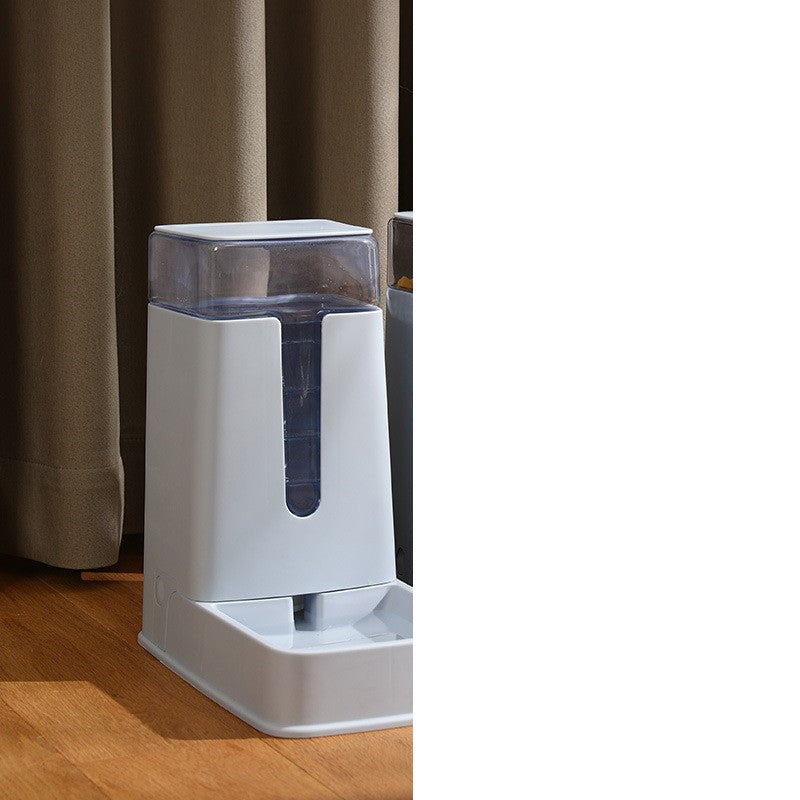 KFX-9083709 Automatic Double Bowl Pet Feeder and Waterer - 3.5L Capacity in White, Green, and Gray