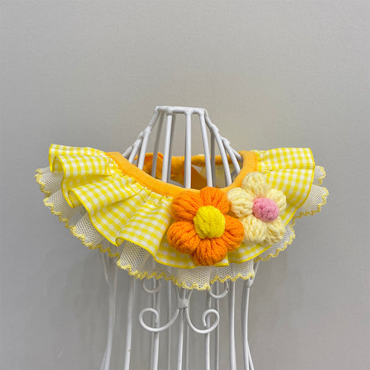 KFX-9085117 Pet Bib Scarf for Dogs and Cats - Adjustable Size in Blue Macaron or Orange Macaron