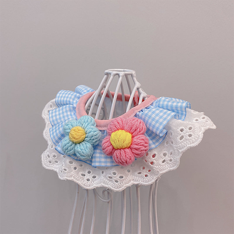 KFX-9085117 Pet Bib Scarf for Dogs and Cats - Adjustable Size in Blue Macaron or Orange Macaron