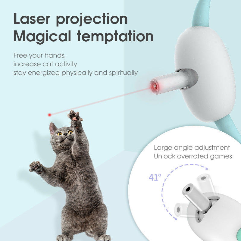 KFX-9085501 Smart Laser Cat Collar Interactive USB Rechargeable Hands-Free Teasing Toy for Kittens and Cats