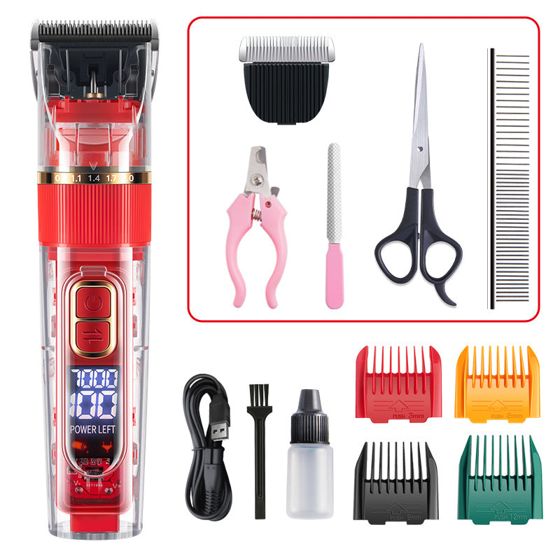 KFX-9089085 Waterproof Pet Hair Trimmer Set for Cats, Dogs, and Rabbits with Adjustable Speed and Titanium Ceramic Blades