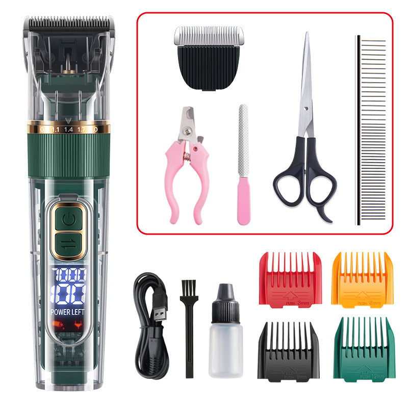 KFX-9089085 Waterproof Pet Hair Trimmer Set for Cats, Dogs, and Rabbits with Adjustable Speed and Titanium Ceramic Blades
