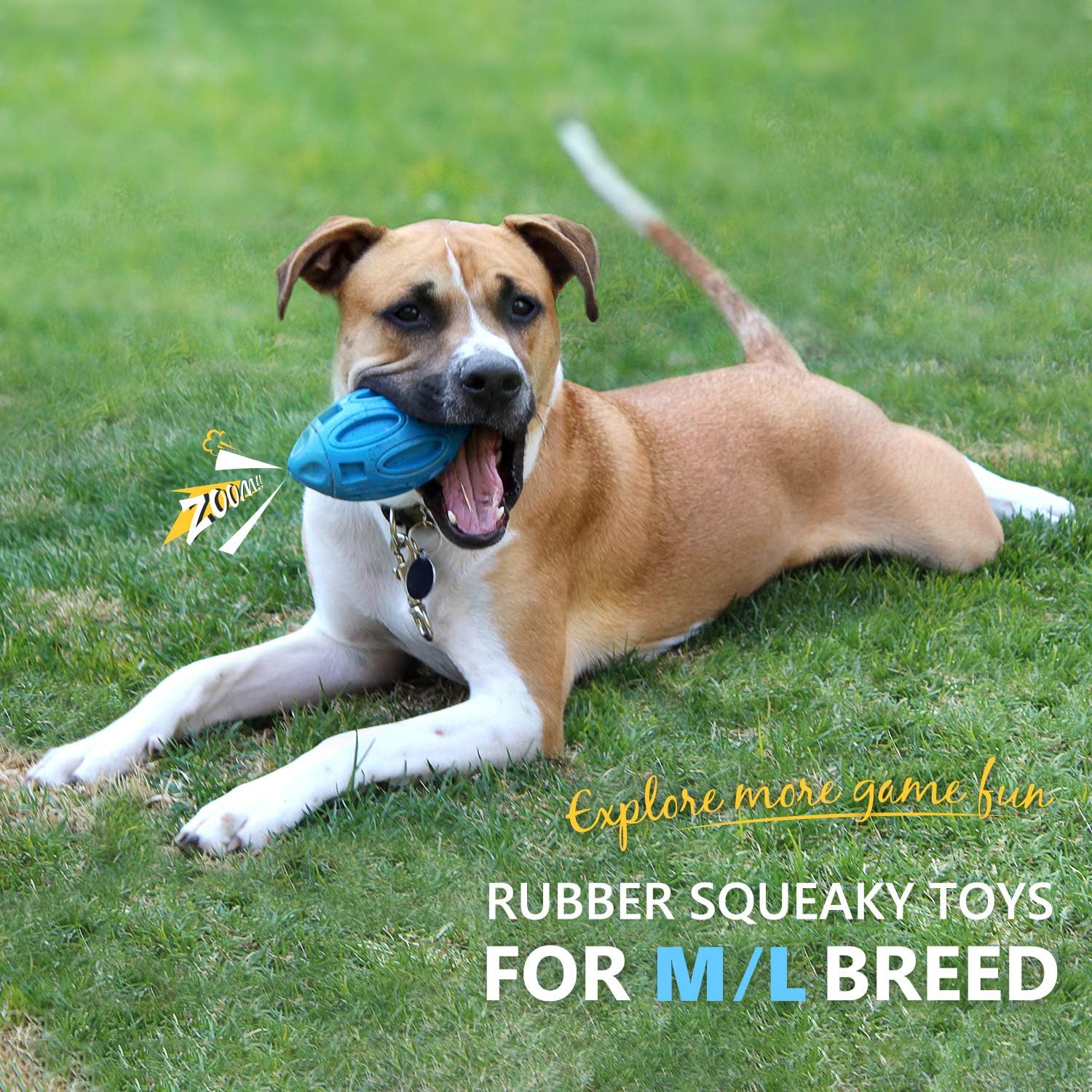 KFX-9090749 Durable Rubber Chew Ball with Squeaker for Medium and Large Dogs, Ideal for Aggressive Chewers
