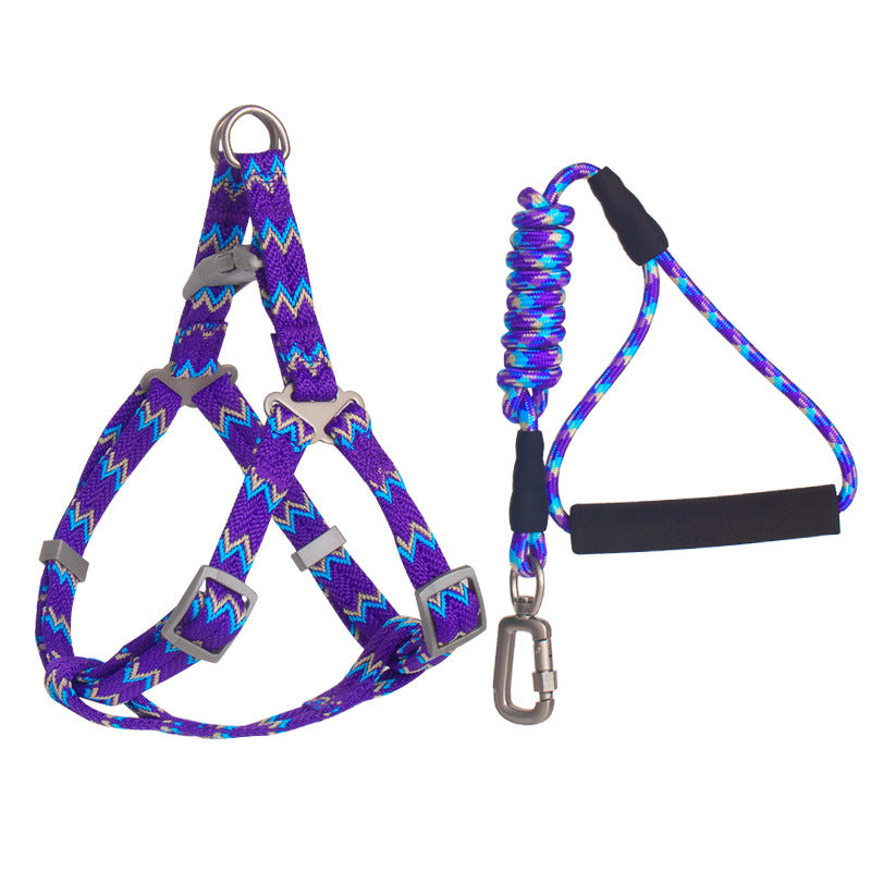 KFX-9093053 Foam Handle Circular Rope with Chest and Back Harness for Pet Training - Multiple Colors Available