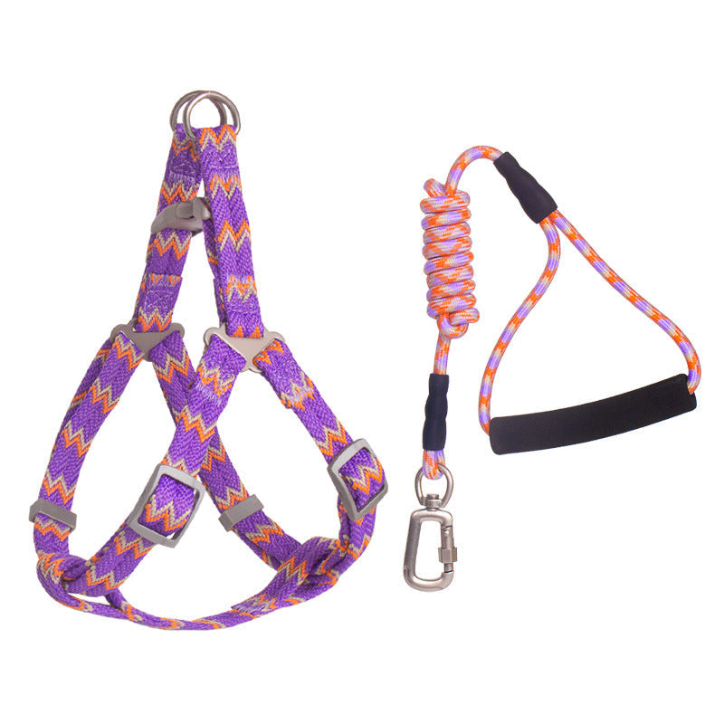 KFX-9093053 Foam Handle Circular Rope with Chest and Back Harness for Pet Training - Multiple Colors Available
