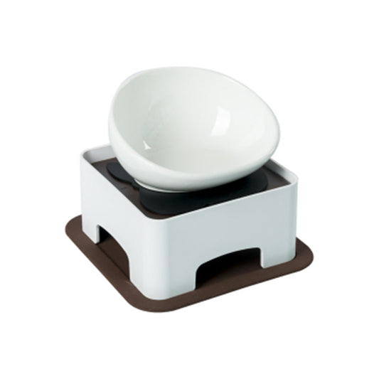 KFX-9093437 Ceramic Pet Bowl with Dining Table and Silicone Mat for Cats and Small to Medium Dogs