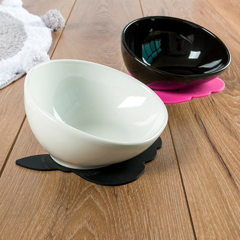 KFX-9093437 Ceramic Pet Bowl with Dining Table and Silicone Mat for Cats and Small to Medium Dogs