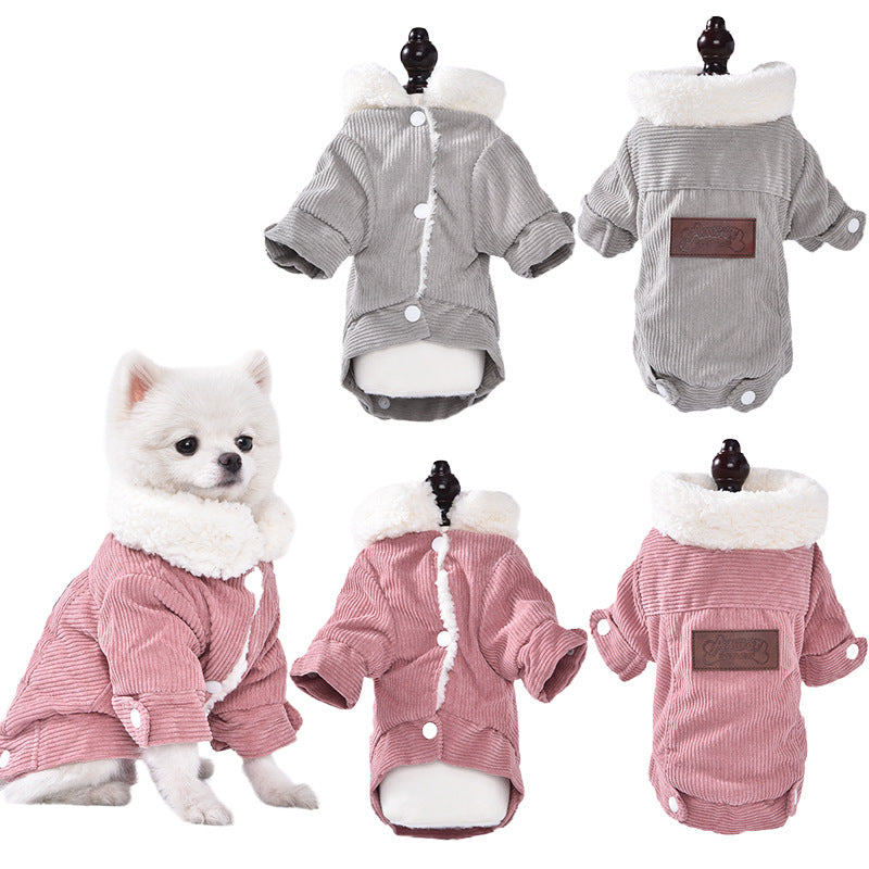 KFX-9093821 Warm Lambswool Vest for Dogs and Cats - Fleece Lined Pet Clothing in Gray and Pink, Sizes XS to XXL