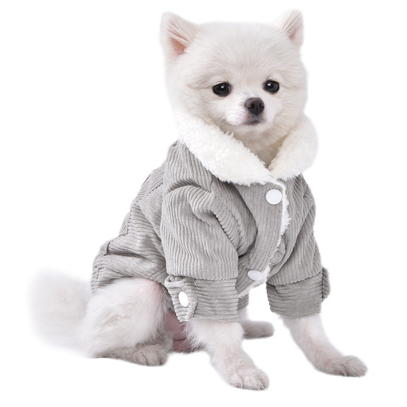 KFX-9093821 Warm Lambswool Vest for Dogs and Cats - Fleece Lined Pet Clothing in Gray and Pink, Sizes XS to XXL