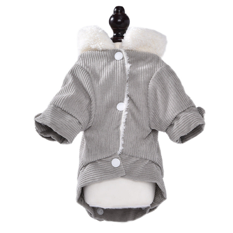 KFX-9093821 Warm Lambswool Vest for Dogs and Cats - Fleece Lined Pet Clothing in Gray and Pink, Sizes XS to XXL