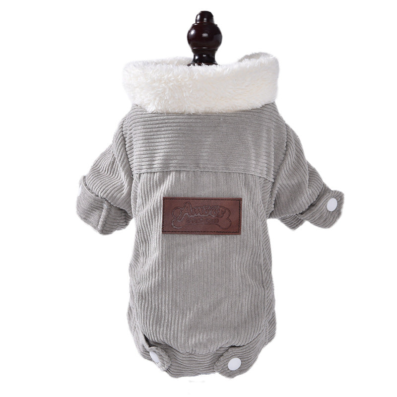 KFX-9093821 Warm Lambswool Vest for Dogs and Cats - Fleece Lined Pet Clothing in Gray and Pink, Sizes XS to XXL