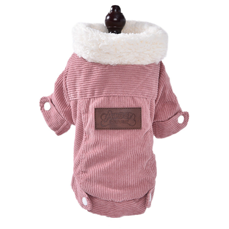KFX-9093821 Warm Lambswool Vest for Dogs and Cats - Fleece Lined Pet Clothing in Gray and Pink, Sizes XS to XXL