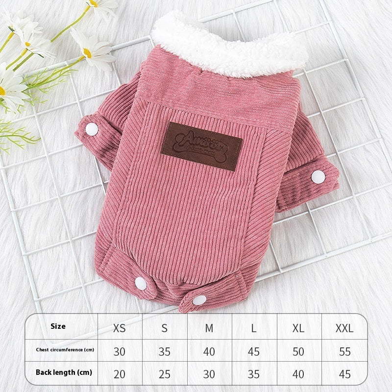 KFX-9093821 Warm Lambswool Vest for Dogs and Cats - Fleece Lined Pet Clothing in Gray and Pink, Sizes XS to XXL