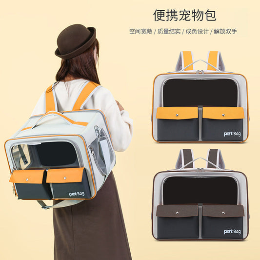 KFX-9095485 Large Capacity Portable Outdoor Cat Backpack - Breathable and Foldable, Medium Soft Nylon