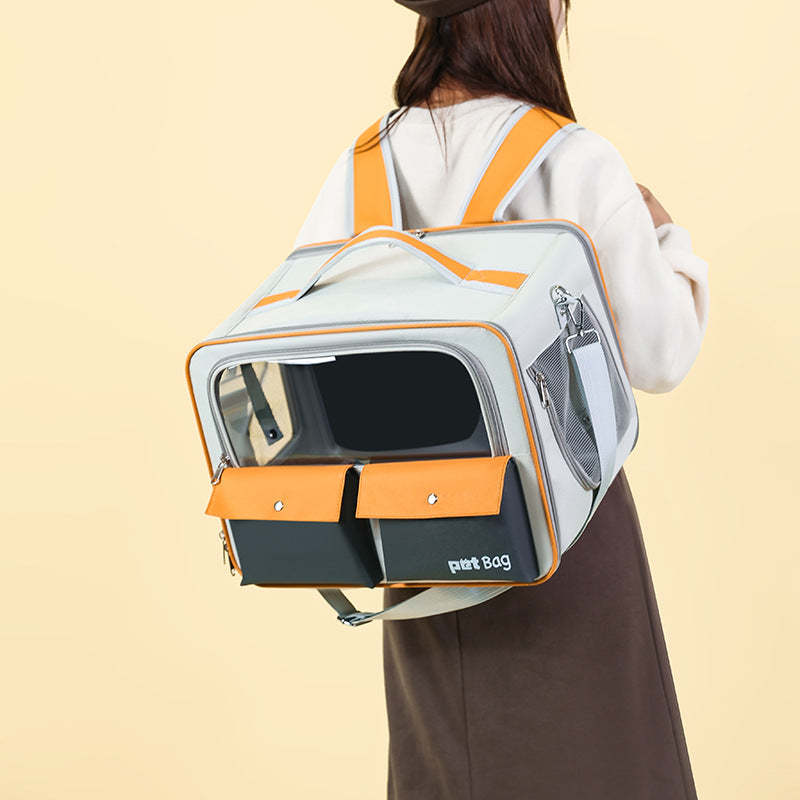 KFX-9095485 Large Capacity Portable Outdoor Cat Backpack - Breathable and Foldable, Medium Soft Nylon