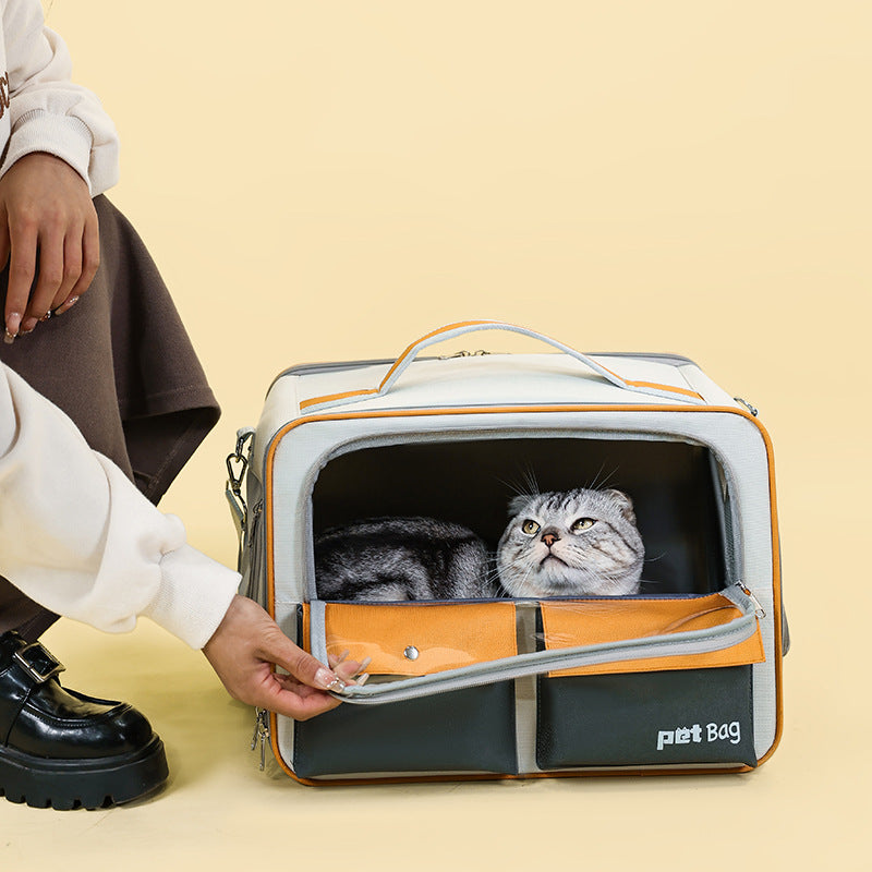 KFX-9095485 Large Capacity Portable Outdoor Cat Backpack - Breathable and Foldable, Medium Soft Nylon
