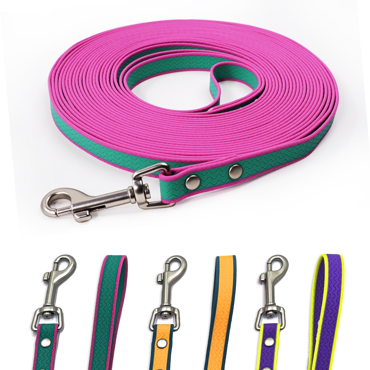 KFX-9098813 PVC Coated Two-Color Waterproof Dog Training Rope - 10FT, 20FT, 30FT Options