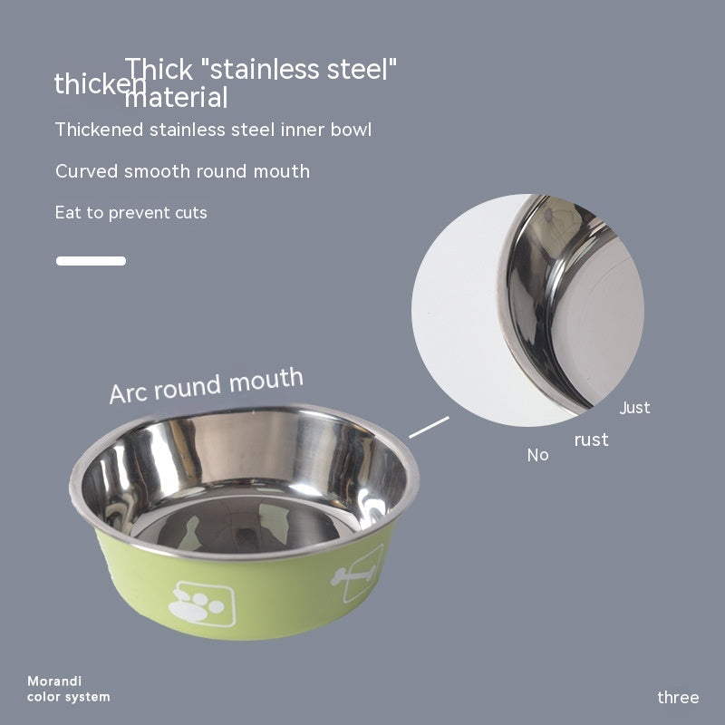 KFX-9099197 Morandi Blue Stainless Steel Rice Bowl for Dogs - Pet Tableware in Various Sizes