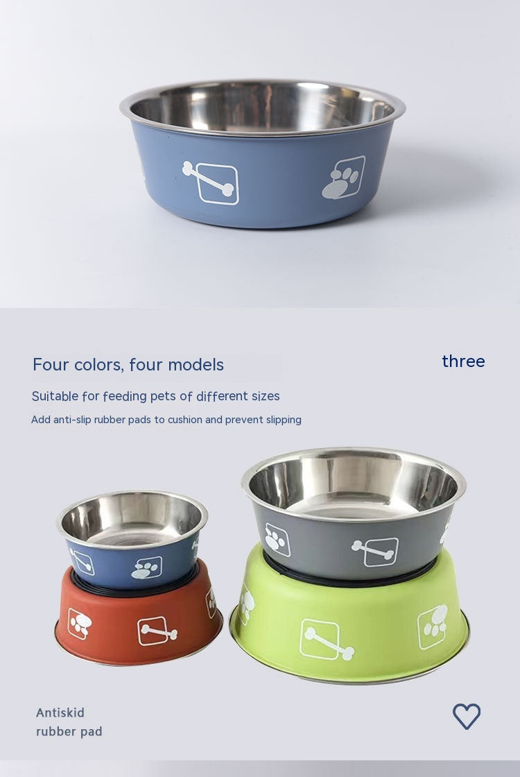 KFX-9099197 Morandi Blue Stainless Steel Rice Bowl for Dogs - Pet Tableware in Various Sizes
