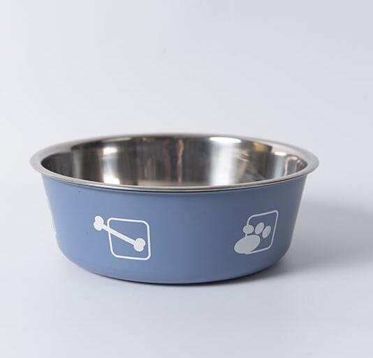 KFX-9099197 Morandi Blue Stainless Steel Rice Bowl for Dogs - Pet Tableware in Various Sizes