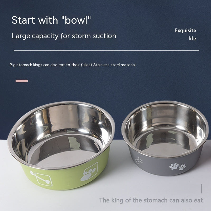 KFX-9099197 Morandi Blue Stainless Steel Rice Bowl for Dogs - Pet Tableware in Various Sizes