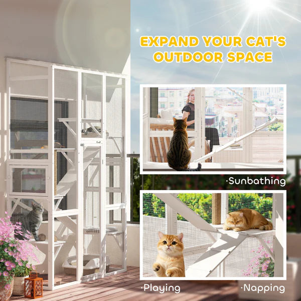 KFX-9100989 Flower-Themed Cat Tree with Multi-Level Design and Cozy Hideaways