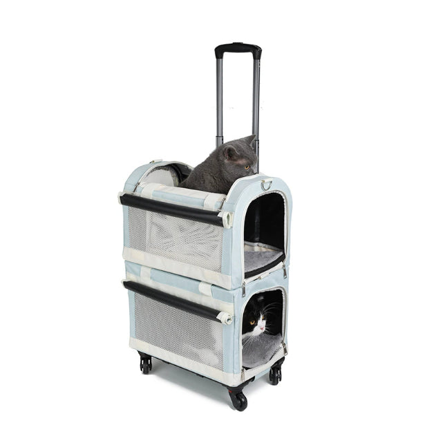 KFX-9101245 Multi-Pet Portable Outdoor Carrier Stroller for Cats and Dogs, Breathable Oxford Cloth Design