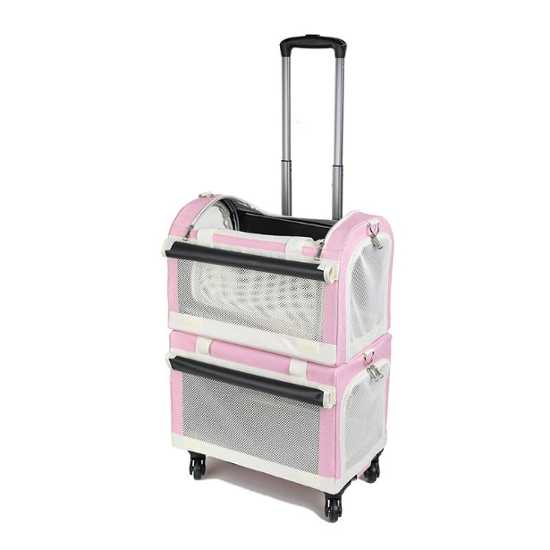 KFX-9101245 Multi-Pet Portable Outdoor Carrier Stroller for Cats and Dogs, Breathable Oxford Cloth Design