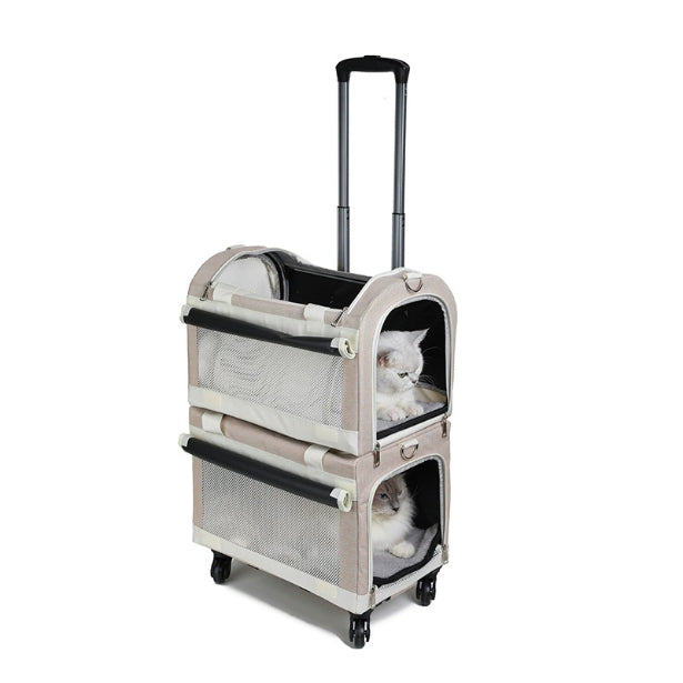 KFX-9101245 Multi-Pet Portable Outdoor Carrier Stroller for Cats and Dogs, Breathable Oxford Cloth Design