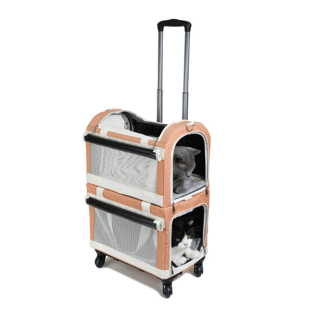 KFX-9101245 Multi-Pet Portable Outdoor Carrier Stroller for Cats and Dogs, Breathable Oxford Cloth Design