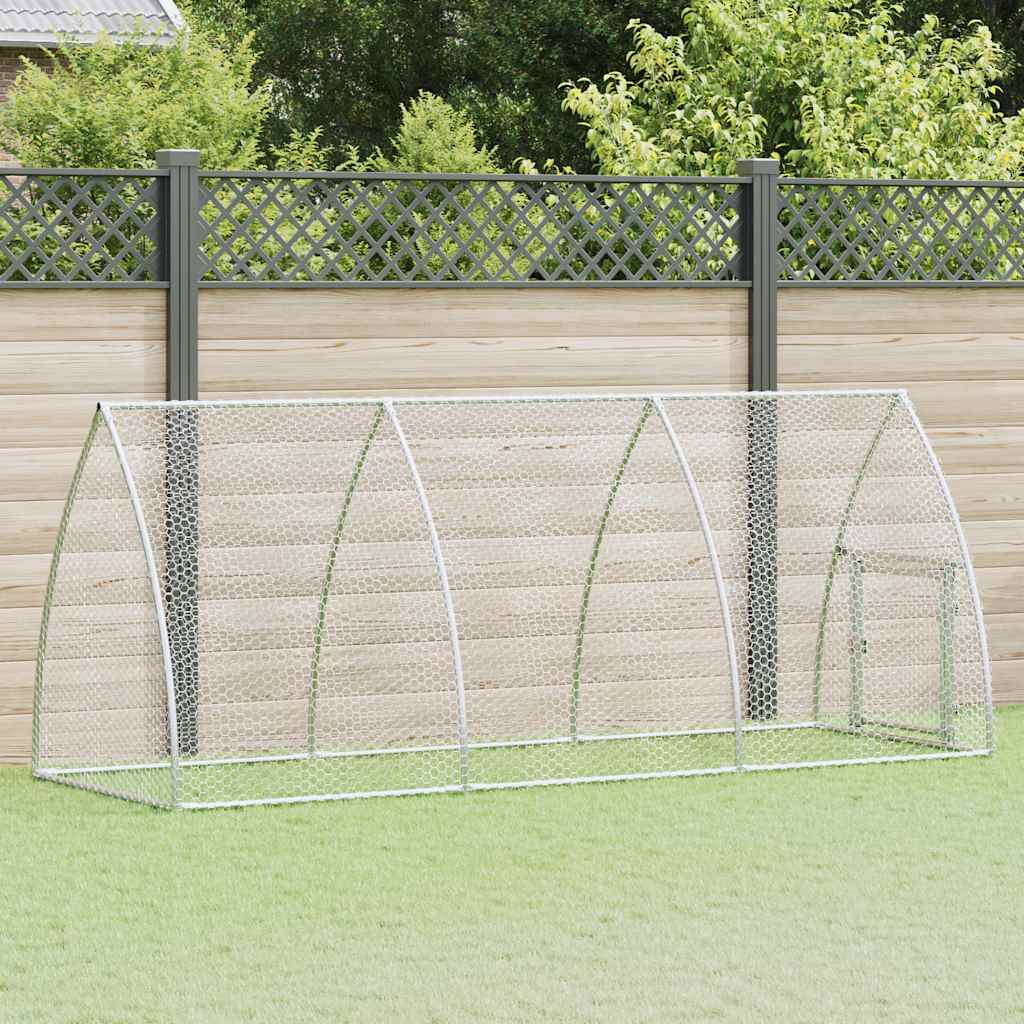 KFX-9106365 Spacious Silver Galvanized Steel Chicken Coop - Ideal for Hens, Ducks, and Small Animals