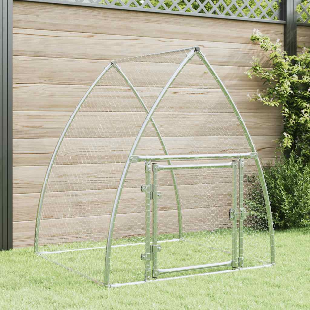 KFX-9106365 Spacious Silver Galvanized Steel Chicken Coop - Ideal for Hens, Ducks, and Small Animals