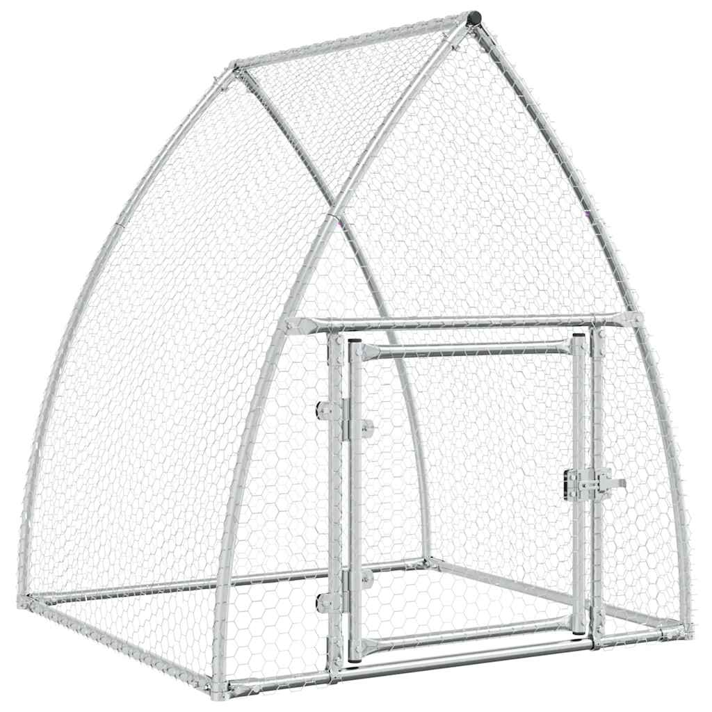 KFX-9106365 Spacious Silver Galvanized Steel Chicken Coop - Ideal for Hens, Ducks, and Small Animals