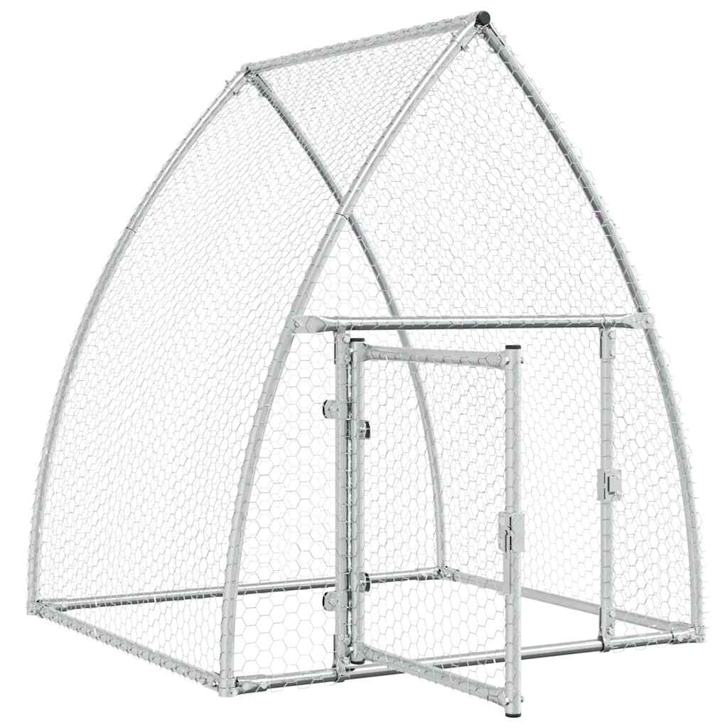 KFX-9106365 Spacious Silver Galvanized Steel Chicken Coop - Ideal for Hens, Ducks, and Small Animals