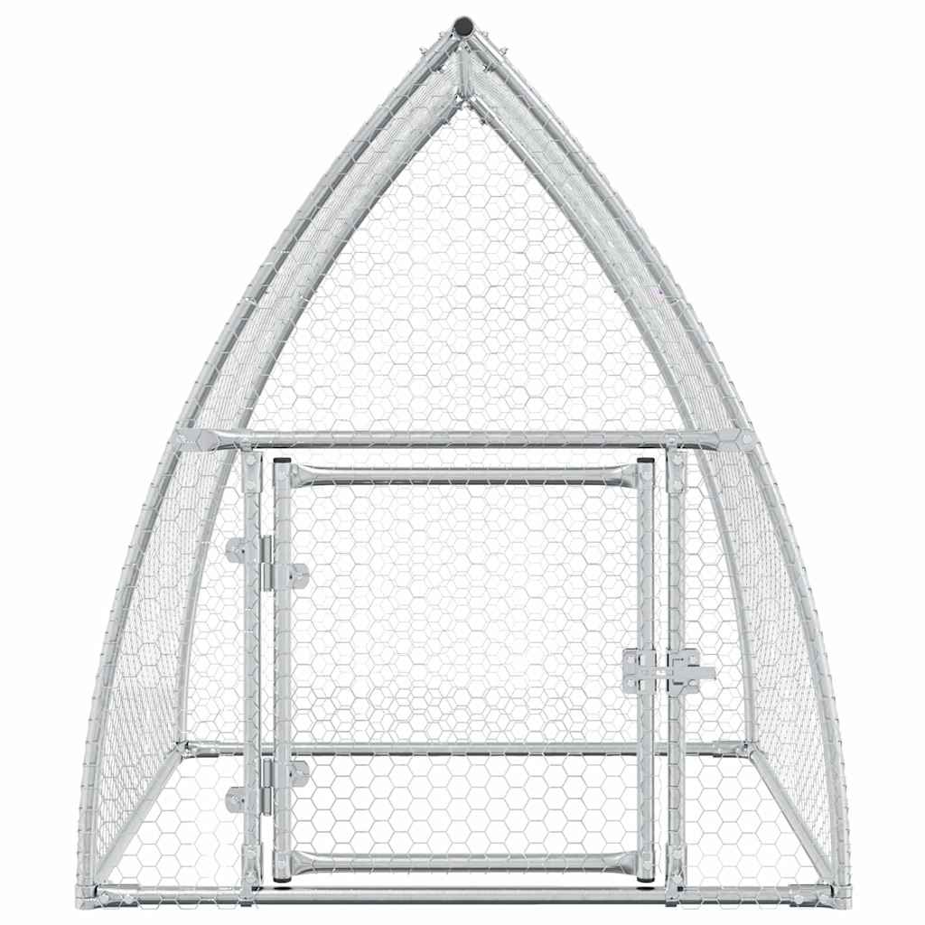 KFX-9106365 Spacious Silver Galvanized Steel Chicken Coop - Ideal for Hens, Ducks, and Small Animals
