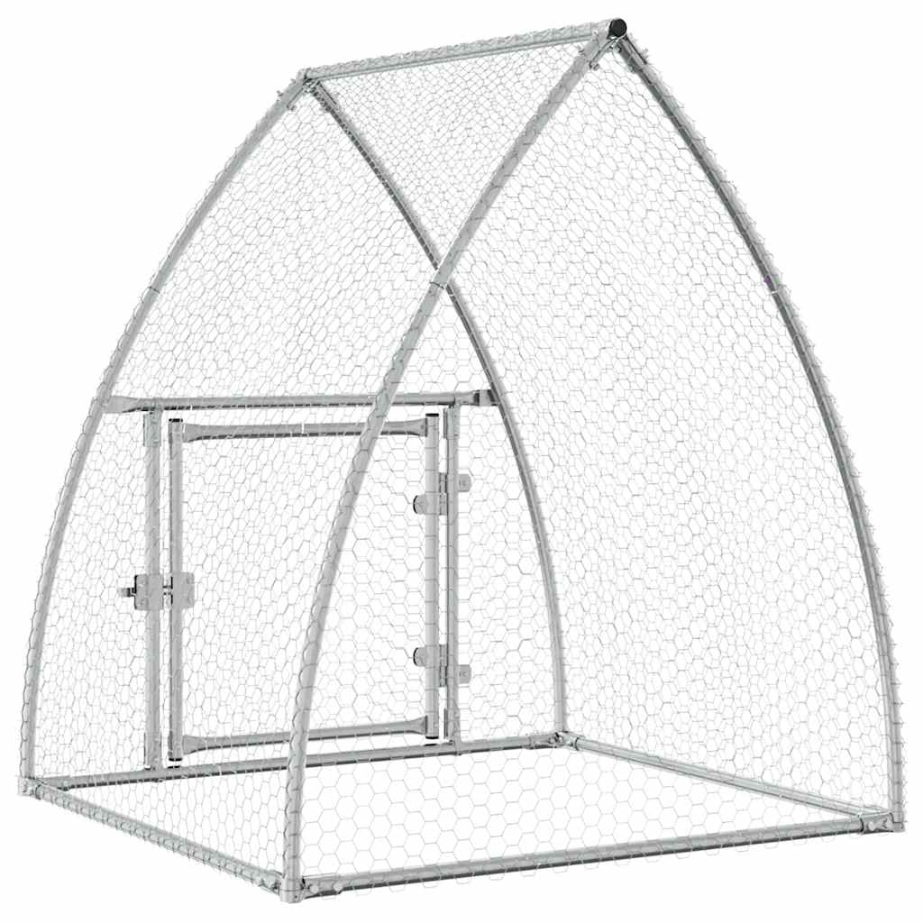 KFX-9106365 Spacious Silver Galvanized Steel Chicken Coop - Ideal for Hens, Ducks, and Small Animals