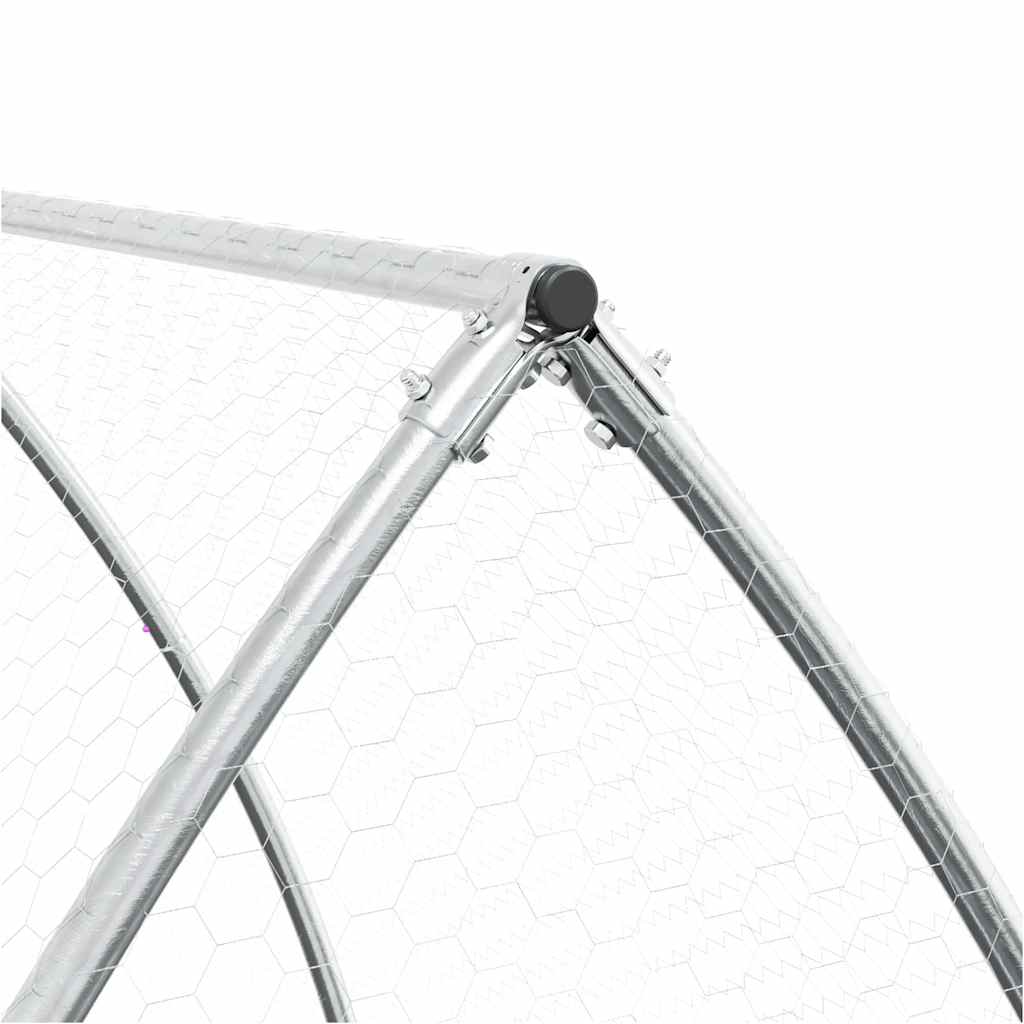 KFX-9106365 Spacious Silver Galvanized Steel Chicken Coop - Ideal for Hens, Ducks, and Small Animals