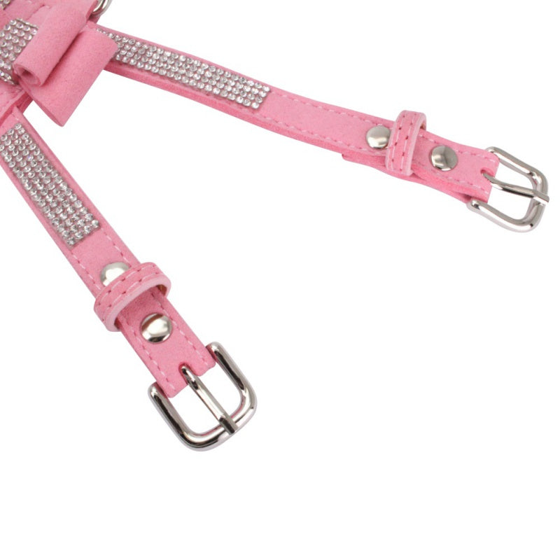 KFX-9107005 Sparkling Rhinestone Pet Harness for Dogs and Cats - Velvet Material, Multiple Sizes Available