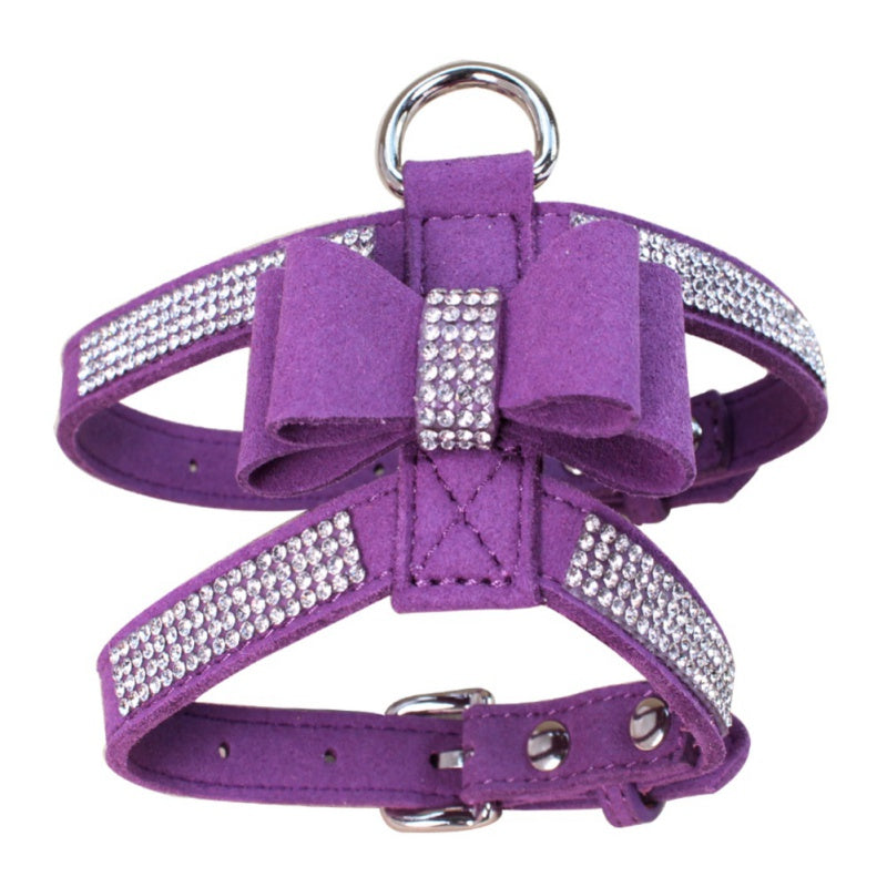 KFX-9107005 Sparkling Rhinestone Pet Harness for Dogs and Cats - Velvet Material, Multiple Sizes Available