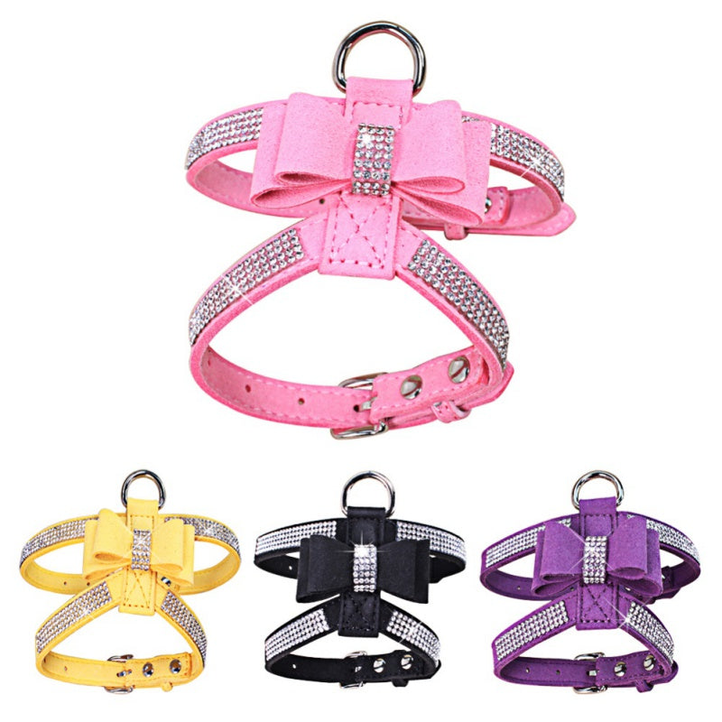KFX-9107005 Sparkling Rhinestone Pet Harness for Dogs and Cats - Velvet Material, Multiple Sizes Available