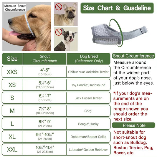 KFX-9108029 Breathable Mesh Dog Muzzle for Medium Dogs - Adjustable Fit for Biting and Barking