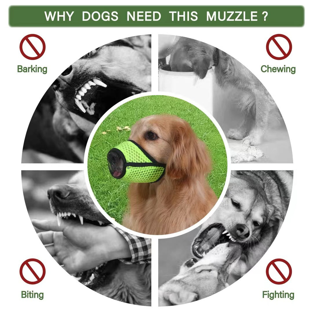 KFX-9108029 Breathable Mesh Dog Muzzle for Medium Dogs - Adjustable Fit for Biting and Barking