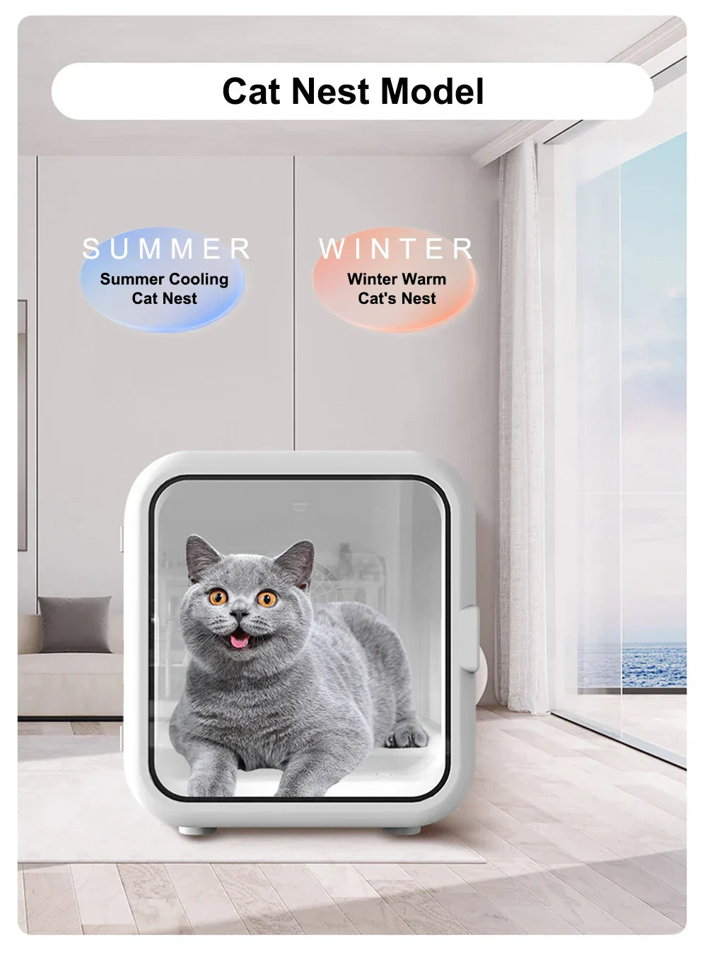 KFX-910803 65L Capacity Temperature-Controlled Air Drying Box for Small to Medium Dogs and Cats