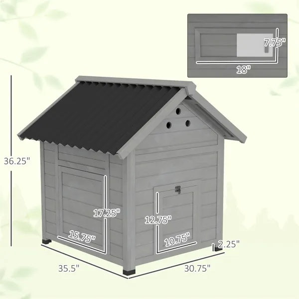 KFX-9108413 Light Gray Fir Wood Duck House with Removable Bottom and Easy Access Doors