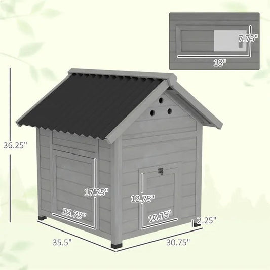KFX-9108413 Light Gray Fir Wood Duck House with Removable Bottom and Easy Access Doors
