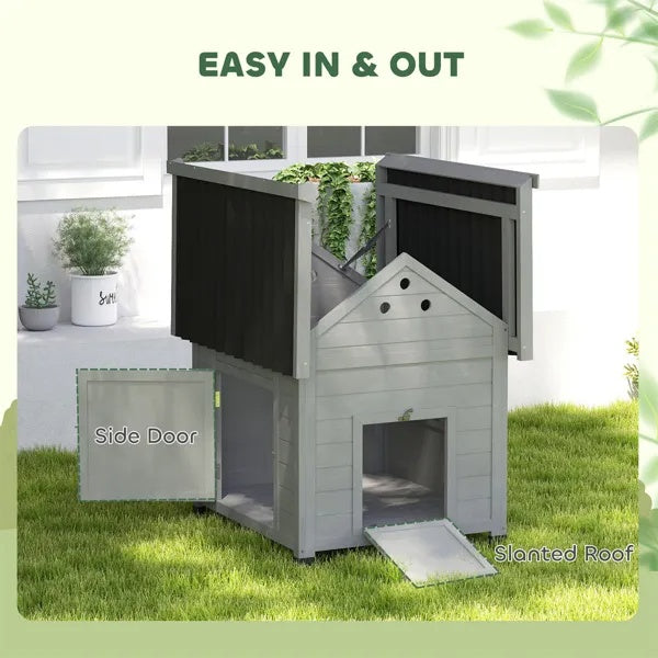 KFX-9108413 Light Gray Fir Wood Duck House with Removable Bottom and Easy Access Doors