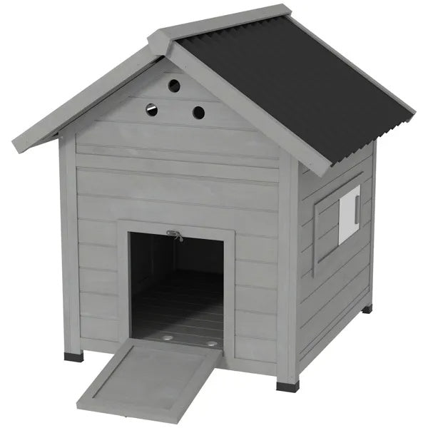 KFX-9108413 Light Gray Fir Wood Duck House with Removable Bottom and Easy Access Doors